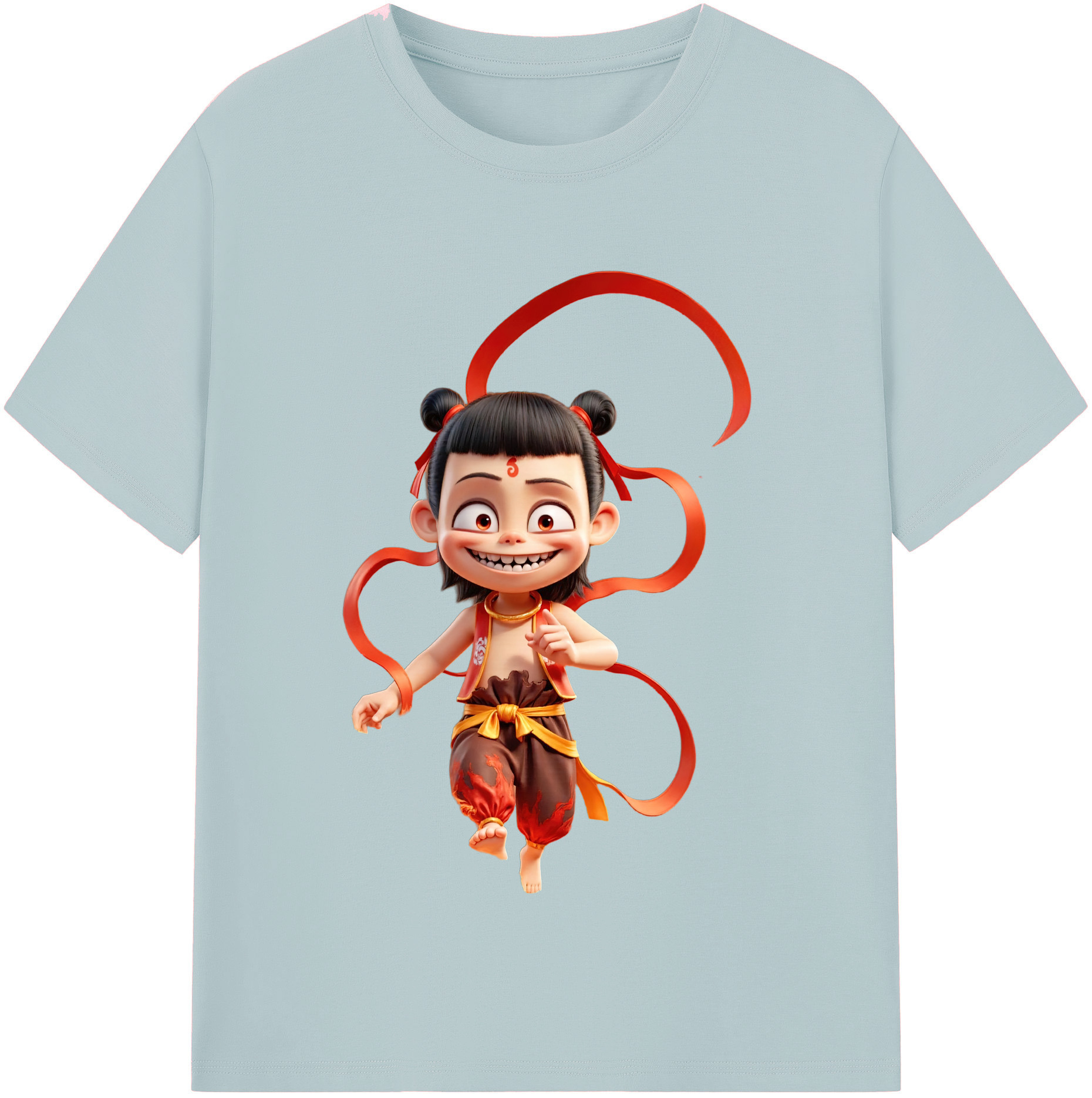 （画像用） Ne Zha 2 ナタ 魔童の大暴れ 綿100％半袖Tシャツ（フロントプリント）